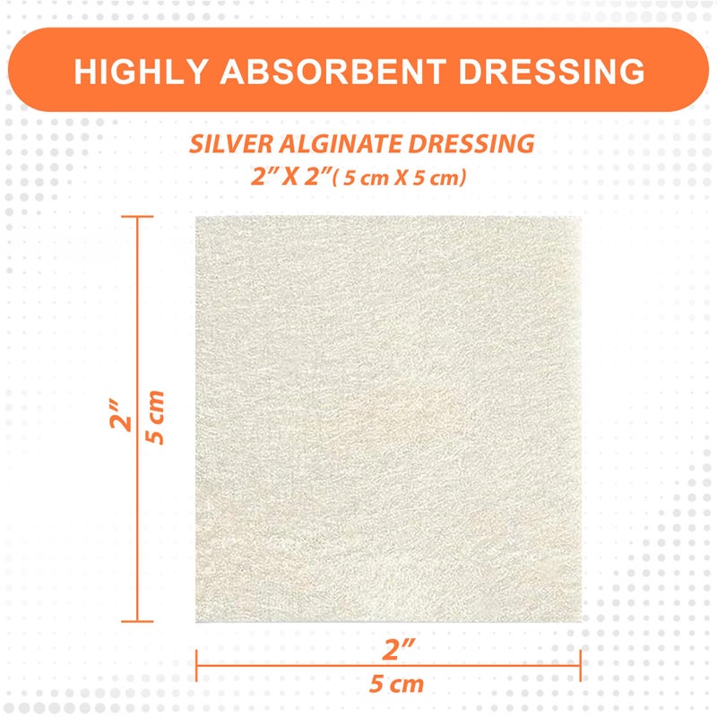 MedVance Silver Calcium Alginate Ag Sterile Highly Absorbent Dressing, (2" x 2") 5 dressings/Box, 5 Pack - Image 3
